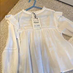 Zara White Blouse with Flutter Sleeves